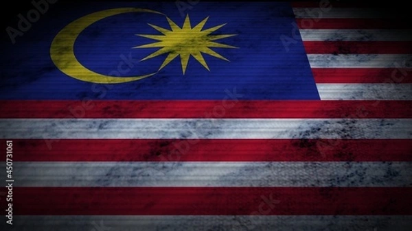 Fototapeta Malaysia Realistic Flag, Old Worn Fabric Texture Effect, 3D Illustration