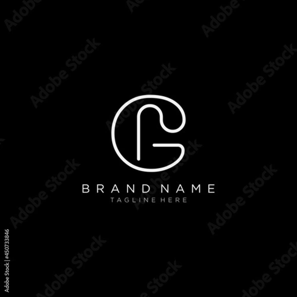 Fototapeta Initials letters G and R logo white on black background design modern line art template.