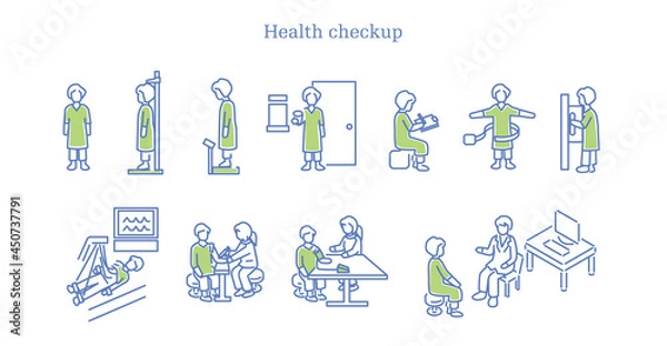 Obraz 病院で健康診断するシニア男性
