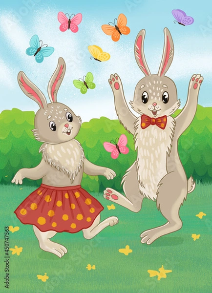 Obraz easter bunny and easter eggs