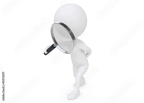 Obraz 3d humanoid character with a magnifier