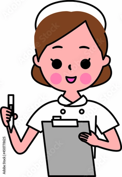 Fototapeta 検温の説明をする笑顔の看護師