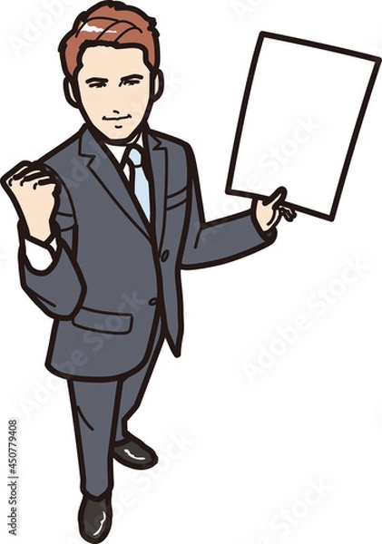 Obraz 書類を持ちガッツポーズするビジネスマン　俯瞰