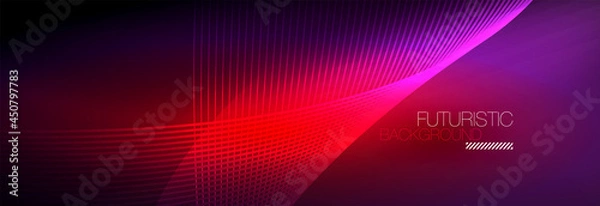 Fototapeta Abstract neon glowing light in the dark with waves. Shiny magic energy and motion concept, vector abstract wallpaper background