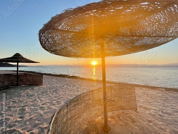 Obraz beach with umbrella