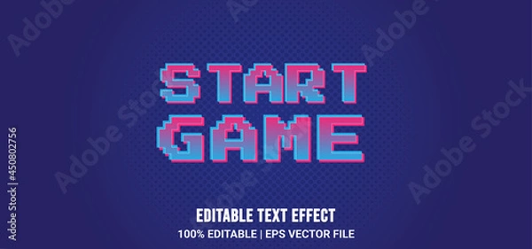 Fototapeta Start game editable text effect style design template	