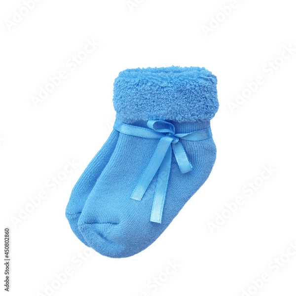 Obraz Blue baby socks for a newborn isolated on a white background