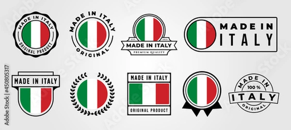 Fototapeta vector set of made in italy label badge bundle symbol illustration design, made in italy emblem logo design