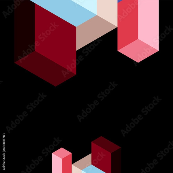 Fototapeta Abstract background. 3d cubes, cubic elements and blocks. Techno or business concept for wallpaper, banner, background, landing page