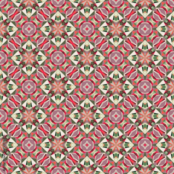 Fototapeta Geometric seamless pattern, ornament, abstract colorful background.