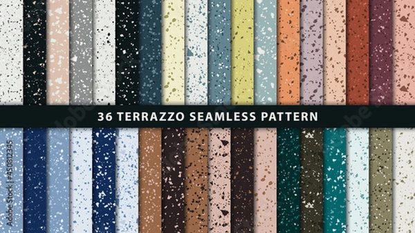 Obraz Set of terrazzo seamless patterns. Terrazzo floor pattern. Terrazzo seamless pattern. Collection of terrazzo pattern