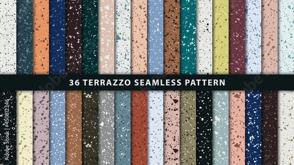 Obraz Set of terrazzo seamless patterns. Terrazzo floor pattern. Terrazzo seamless pattern. Collection of terrazzo pattern