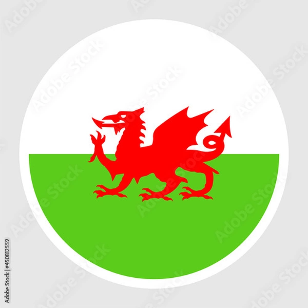 Obraz Wales Flag Round Flat Circle Icons.