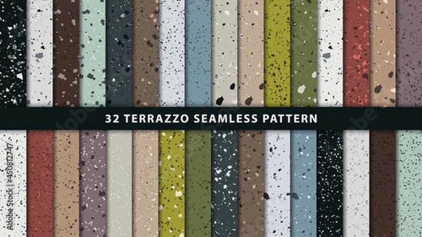 Fototapeta Set of terrazzo seamless patterns. Terrazzo floor pattern. Terrazzo seamless pattern. Collection of terrazzo pattern