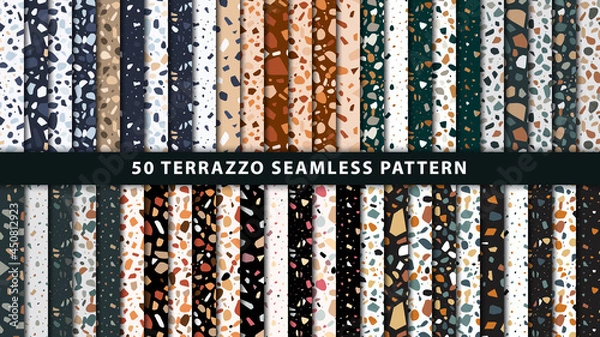 Obraz Set of terrazzo seamless patterns. Terrazzo floor pattern. Terrazzo seamless pattern. Collection of terrazzo pattern