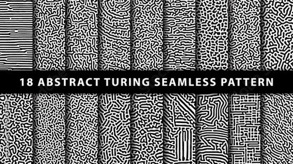 Fototapeta Collection of turing abstract seamless pattern. Premium Vector