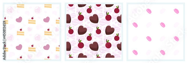 Fototapeta sweet desserts pattern transparent on a white background
