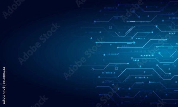 Fototapeta abstract technology background blue.Circuit board digital design.