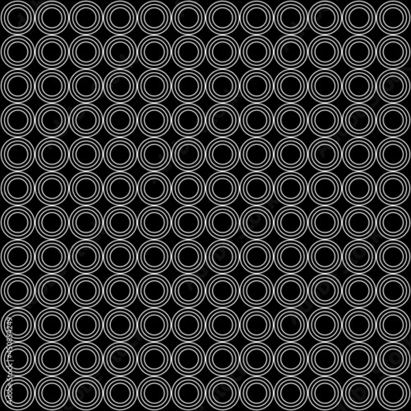 Obraz seamless pattern white circle isolated on black background, simple style vector