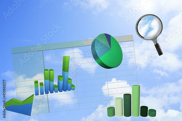 Obraz 表計算ソフトと検索、グラフ、統計のイメージ背景画像