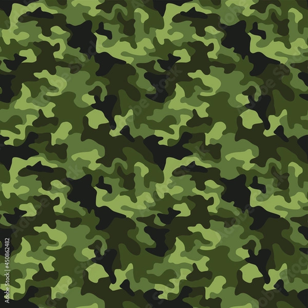 Fototapeta Camouflage texture seamless pattern. Abstract modern military camo endless background for fabric and fashion textile print. Vector illustration.