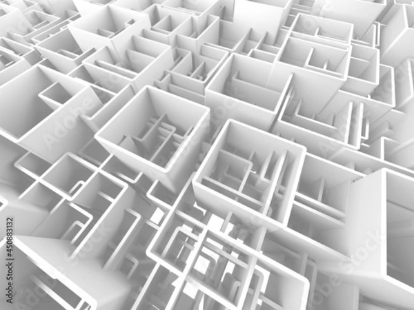 Fototapeta White cubes structure. Abstract futuristic background.