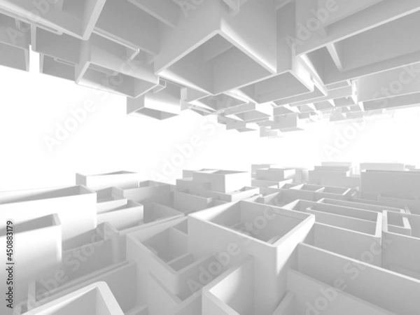 Fototapeta White cubes structure. Abstract futuristic background.