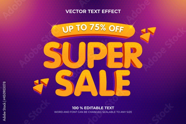 Fototapeta Super sale Editable 3d text effect with purple color background