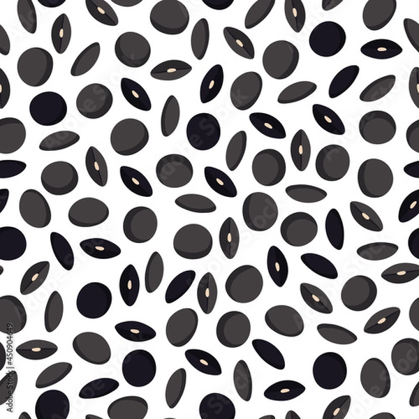 Fototapeta Black lentils vector cartoon seamless pattern for template farmer market design, label and packing.