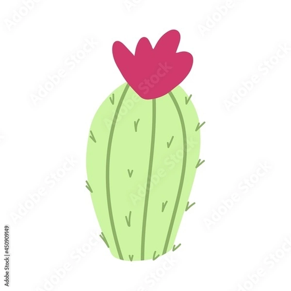 Fototapeta Vector illustration of cactus in cartoon hand drawn naive scandinavian style for baby apparel, textile and product design, wallpaper, wrapping paper, card, scrapbooking