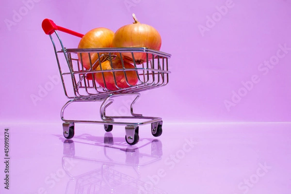 Obraz A small shopping cart with three bulbs. 