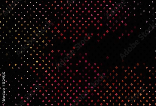 Fototapeta Dark red, yellow vector template with poker symbols.