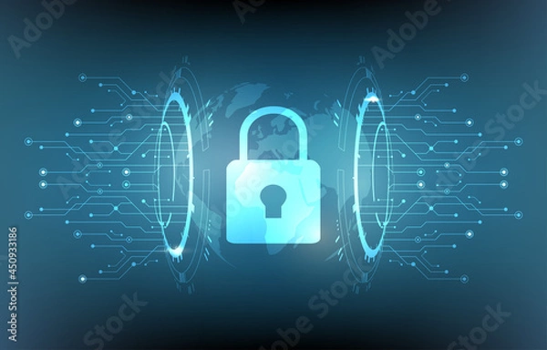Fototapeta Abstract technology cyber security protection concept.Vector technology background.
