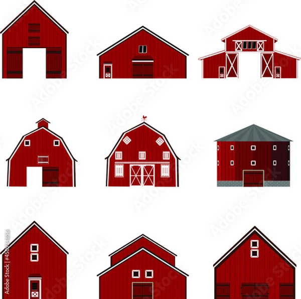 Obraz Red Barn Building Illustration Vector