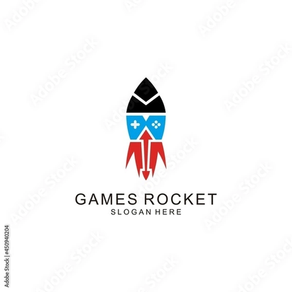 Fototapeta Iconic symbol rocket planet game game creative idea symbol company template.