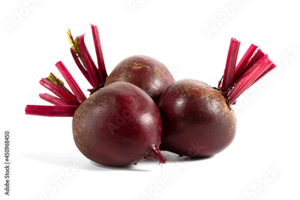 Obraz Whole red beetroot on white background.