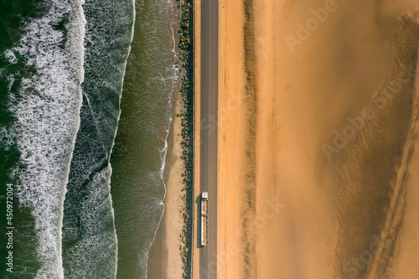 Obraz Aerial photo of desert highway. Africa's coastal roads, transport corridors.