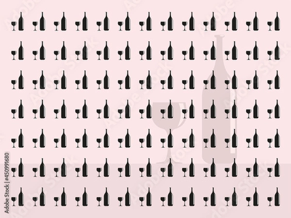 Fototapeta Bottles and glasses. Abstract background. Vector illustration.