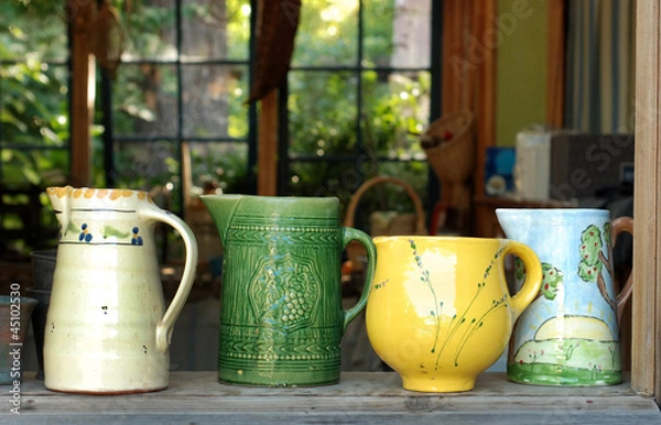 Obraz Four old ceramic pitchers