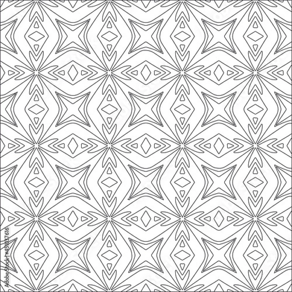 Fototapeta Vector pattern with symmetrical elements . Repeating geometric tiles from striped elements. black patterns.