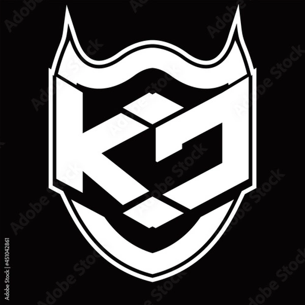 Obraz KC Logo monogram design isolated with shield shape design template