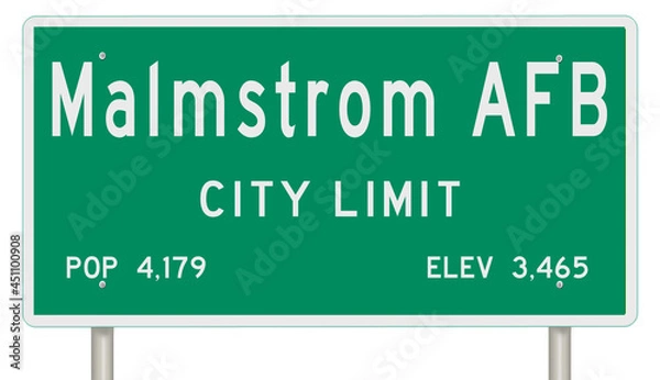 Fototapeta Rendering of a green Montana highway sign with city information