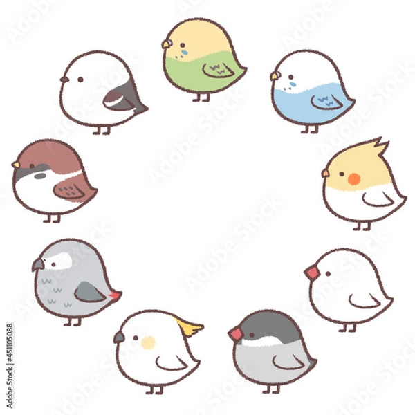 Fototapeta 小鳥たちの円フレーム