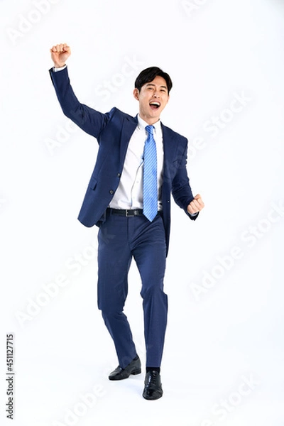 Obraz 흰 배경 위의 성공한 20대 남자 비즈니스맨 