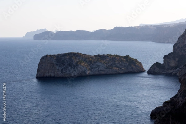 Obraz Wide view over the Mediterranean Sea on the Costa Blanca with rocks and without people 