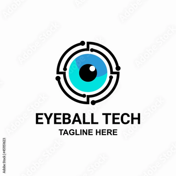 Fototapeta Combination eye and tech ,Logo Design Vector,Abstract emblem, design concept, logotype element , template, can you editable as you wish.