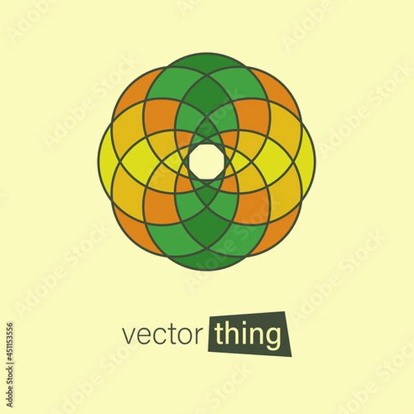 Fototapeta Vector flat design decorative abstract element. Circle shapes that come together as a cute emblem of anything you want like bstract colorful globe
