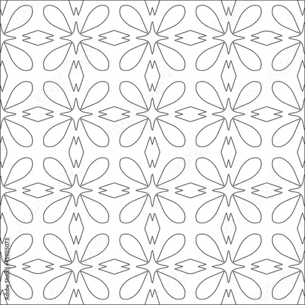 Obraz Vector pattern with symmetrical elements . Repeating geometric tiles from striped elements. black patterns.