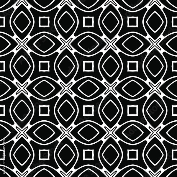 Fototapeta Seamless vector pattern in geometric ornamental style. Black ornament.
