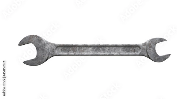 Fototapeta wrench isolated on white. 3d illustration